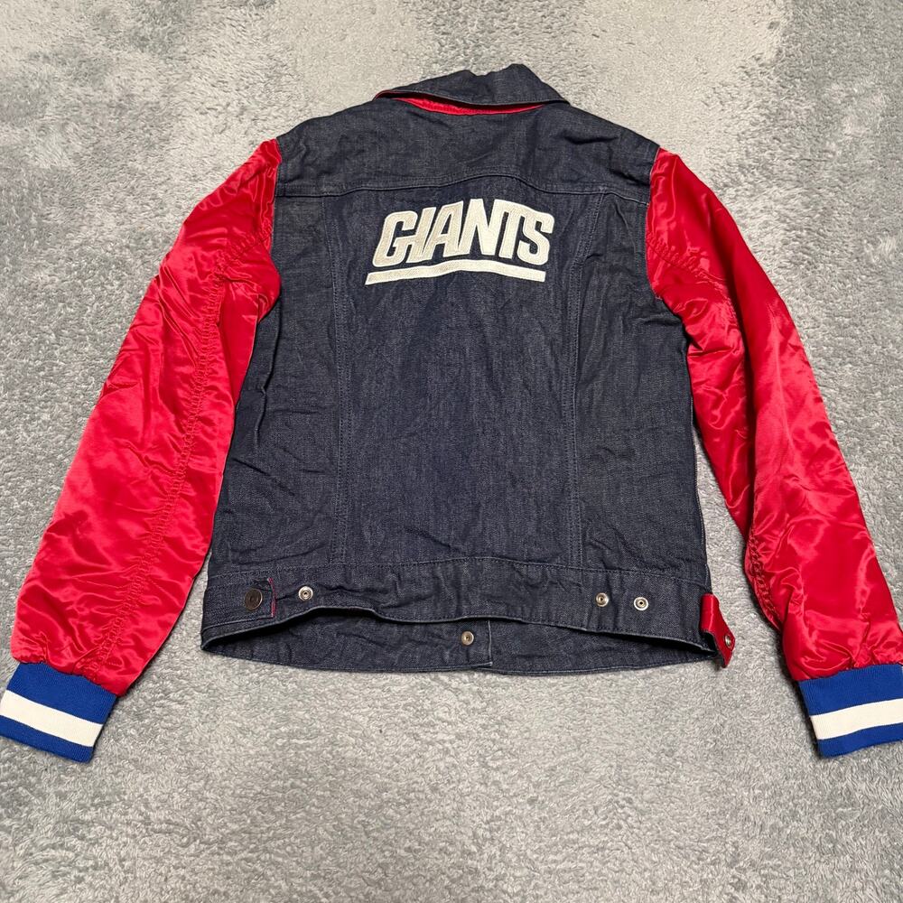 Levi's New York Giants Jean Jacket Women's small Denim Varsity Blue SATIN NFL